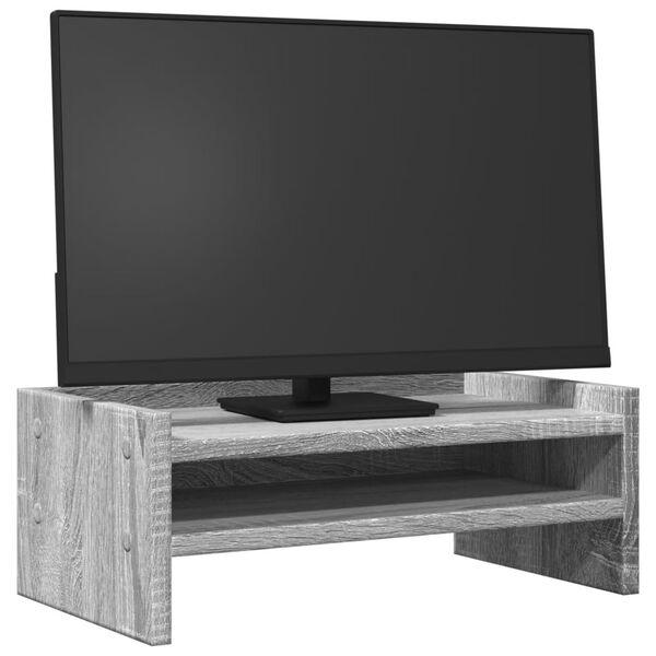 vidaXL Stojan na monitor šedý sonoma 42 x 24 x 16 cm kompozitní dřevo