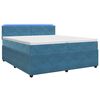 vidaXL Postel boxspring s matrac&iacute; s LED p&aacute;sky Modr&aacute; 200 x 200 cm Samet
