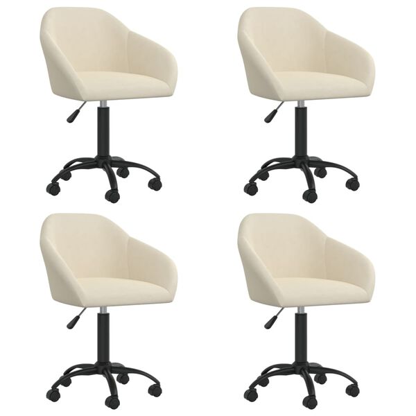 vidaXL Otočn&eacute; j&iacute;deln&iacute; židle 4 ks kr&eacute;mov&eacute; samet