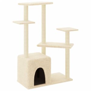 vidaXL &Scaron;krabadlo pro kočky se sisalov&yacute;mi sloupky kr&eacute;mov&eacute; 107,5 cm