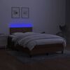 vidaXL Box spring postel s matrac&iacute; a LED tmavě hněd&aacute; 120x200 cm textil