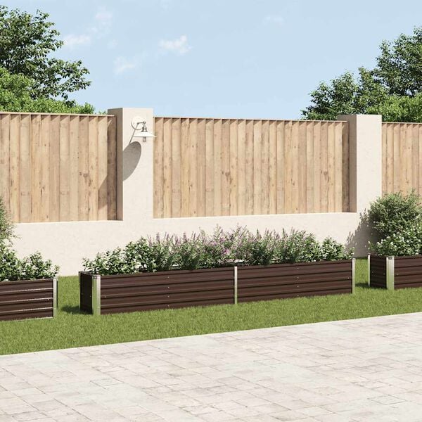 vidaXL Vyv&yacute;&scaron;en&yacute; z&aacute;hon pozinkovan&aacute; ocel 320 x 40 x 45 cm hněd&yacute;