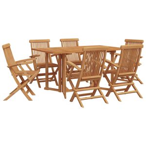 vidaXL Zahradní jídelní souprava 7 pcs Hnědá 150 x 90 x 75 cm