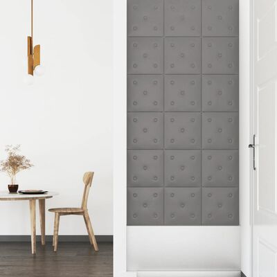 vidaXL Nástěnné panely 12 ks šedé 30 x 30 cm umělá kůže 1,08 m²