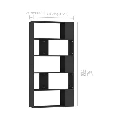 vidaXL Knihovna/zástěna do pokoje černá 80 x 24 x 159 cm dřevotříska