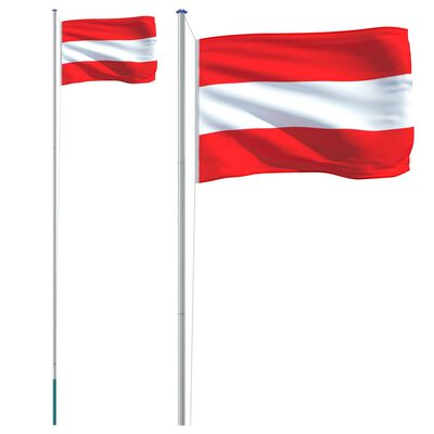 vidaXL Vlajka Rakouska a stožár 6,23 m hliník