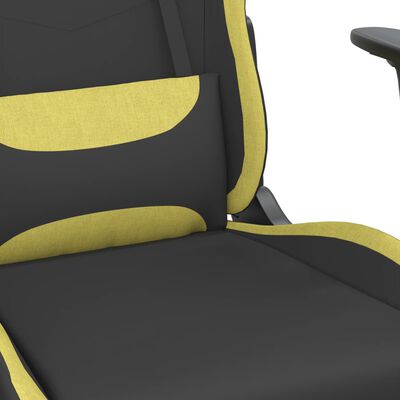 vidaXL Masážní herní židle černá a světle zelená textil