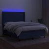 vidaXL Box spring postel s matrac&iacute; a LED modr&aacute; 140x190 cm textil