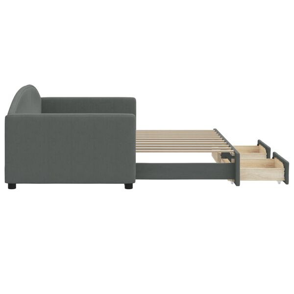 vidaXL Válenda s přistýlkou a zásuvkami tmavě šedá 90 x 190 cm textil