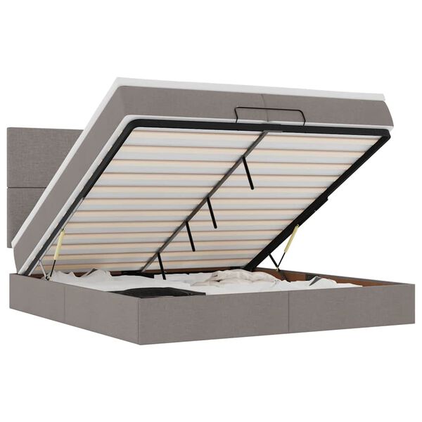 vidaXL Osmansk&yacute; r&aacute;m postele s matrac&iacute;es taupe 200x200cm textil