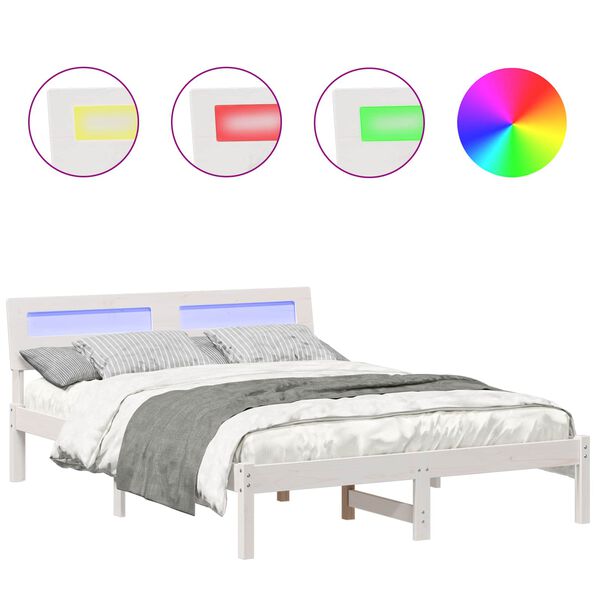 vidaXL R&aacute;m postele s čelo B&iacute;l&aacute; 120 x 190 cm Masivn&iacute; borov&eacute; dřevo