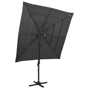 vidaXL 4stupňov&yacute; zahradn&iacute; slunečn&iacute;k hlin&iacute;kov&aacute; tyč antracit 250x250 cm