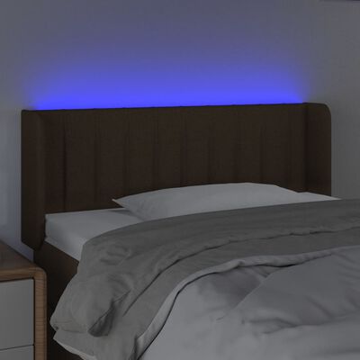 vidaXL Čelo postele s LED tmavě hnědé 103 x 16 x 78/88 cm textil