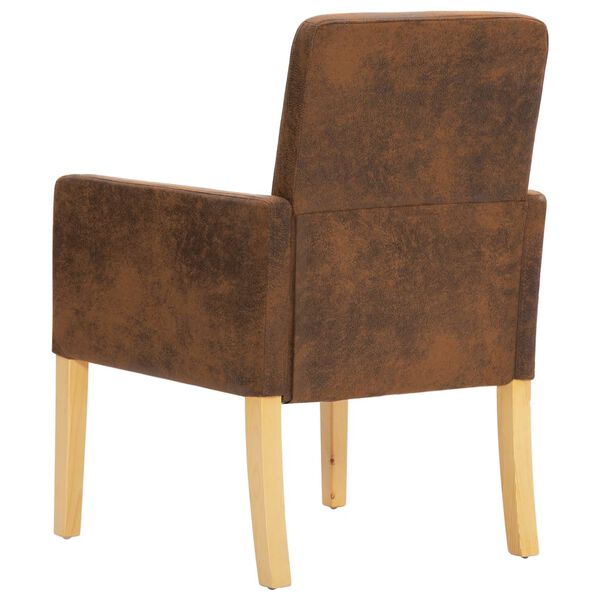 vidaXL J&iacute;deln&iacute; židle 2 ks hněd&eacute; uměl&aacute; brou&scaron;en&aacute; kůže