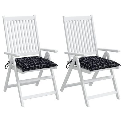 vidaXL Podušky na židli 2 ks černé kárované 40 x 40 x 7 cm textil