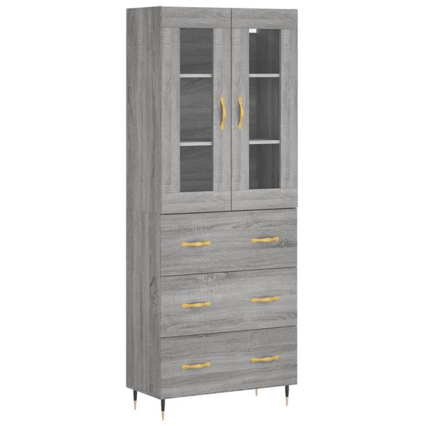 vidaXL Skř&iacute;ň highboard &scaron;ed&aacute; sonoma 69,5 x 34 x 180 cm kompozitn&iacute; dřevo