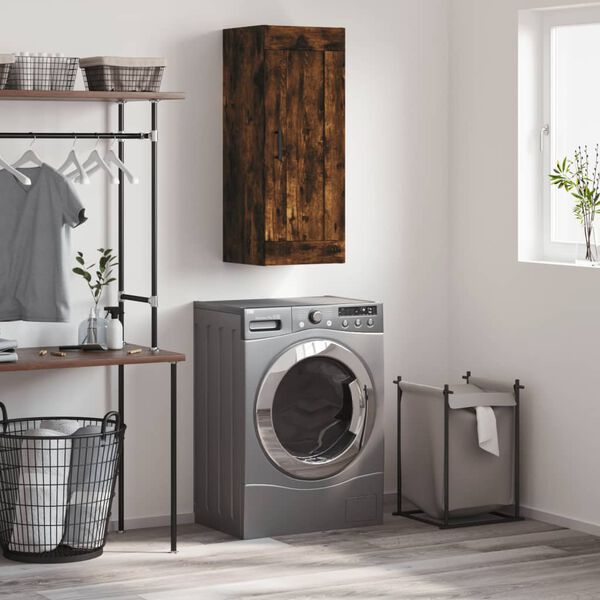 vidaXL N&aacute;stěnn&aacute; skř&iacute;ňka kouřov&yacute; dub 34,5 x 34 x 90 cm kompozitn&iacute; dřevo