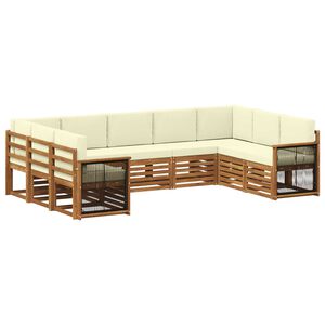 vidaXL Rohov&aacute; sofa sada s pol&scaron;t&aacute;řem 7 pcs Přirozen&aacute; a Kr&eacute;mov&aacute;