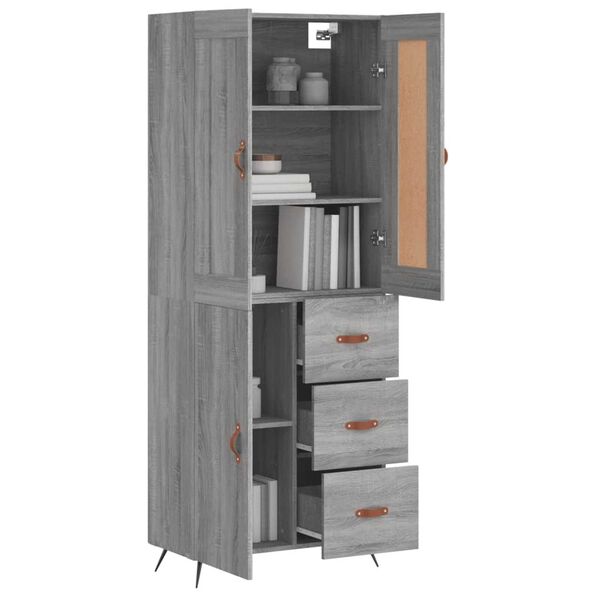 vidaXL Skříň highboard šedá sonoma 69,5 x 34 x 180 cm kompozitní dřevo