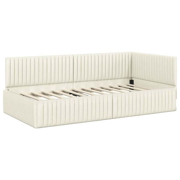 vidaXL Rohov&yacute; r&aacute;m postele s čelo Kr&eacute;mov&aacute; 100 cm x 200 cm samet