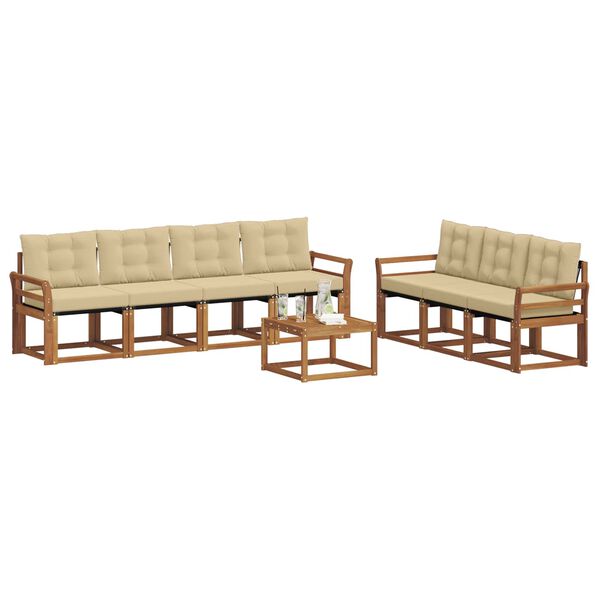 vidaXL Venkovn&iacute; pohovkov&aacute; souprava 8 pcs Přirozen&aacute; a B&eacute;žov&aacute;