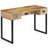 vidaXL Psac&iacute; stůl z masivn&iacute;ho mangovn&iacute;ku a prav&eacute; kůže 117 x 50 x 76 cm