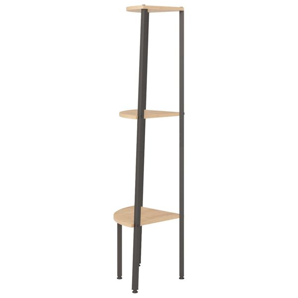 vidaXL 3patrov&aacute; rohov&aacute; police světle hněd&aacute; a čern&aacute; 45,5x31,5x120 cm