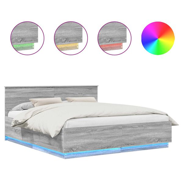 vidaXL R&aacute;m postele s čelo &Scaron;ed&aacute; Sonoma 200 x 200 cm kompozitn&iacute; dřevo