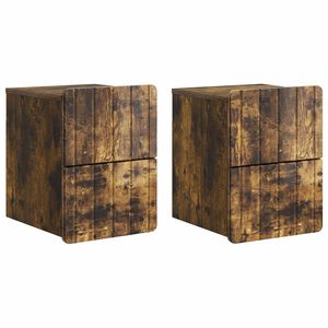 vidaXL N&aacute;stěnn&yacute; nočn&iacute; stolek 2 pcs Kouřov&yacute; dub 33 x 34,5 x 43 cm
