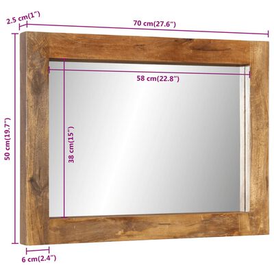 vidaXL Zrcadlo 70 x 50 cm masivní mangovníkové dřevo a sklo