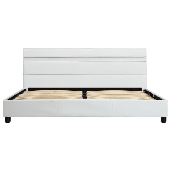 vidaXL Rám postele s LED světlem bílý umělá kůže 120 x 200 cm