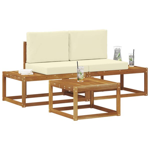 vidaXL Venkovn&iacute; pohovkov&aacute; souprava s pol&scaron;t&aacute;řem 3 pcs Př&iacute;rodn&iacute;