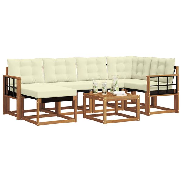 vidaXL Venkovn&iacute; pohovkov&aacute; souprava 7 pcs Přirozen&aacute; a Kr&eacute;mov&aacute;