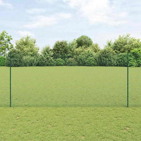 vidaXL Plot s sloupkem Zelen&aacute; 1,4 x 10 m Ocel a PVC