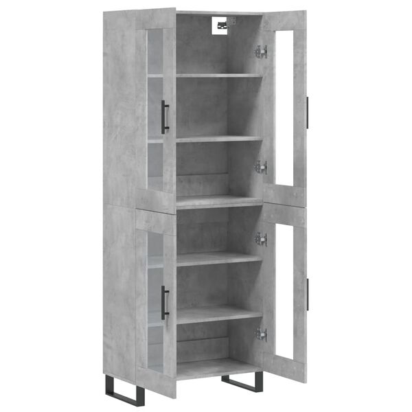 vidaXL Skř&iacute;ň highboard betonově &scaron;ed&aacute; 69,5x34x180 cm kompozitn&iacute; dřevo