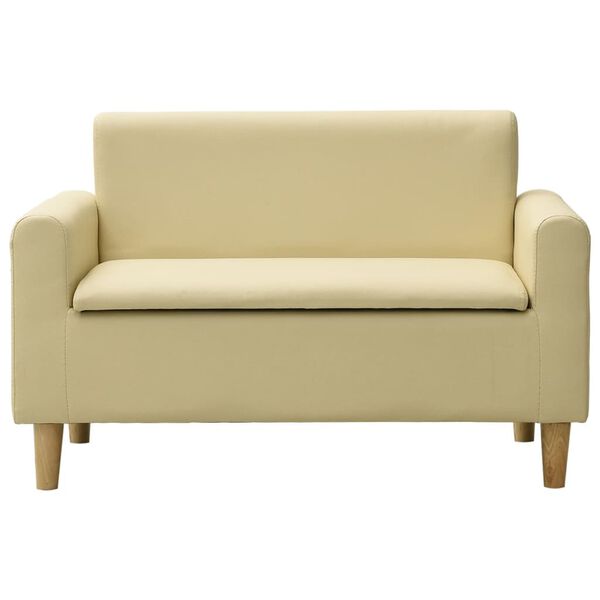 vidaXL 2m&iacute;stn&aacute; dětsk&aacute; sedačka kr&eacute;mově b&iacute;l&aacute; uměl&aacute; kůže