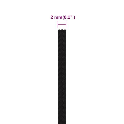 vidaXL Pracovní lano černé 2 mm 25 m polyester