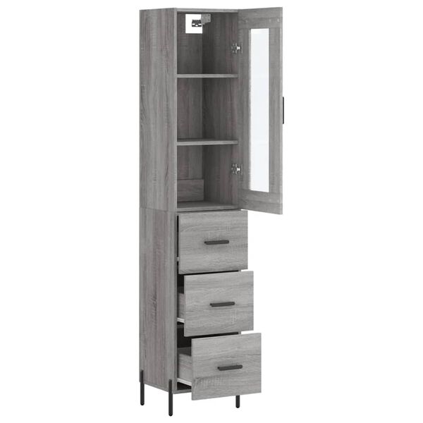 vidaXL Skř&iacute;ň highboard &scaron;ed&aacute; sonoma 34,5 x 34 x 180 cm kompozitn&iacute; dřevo