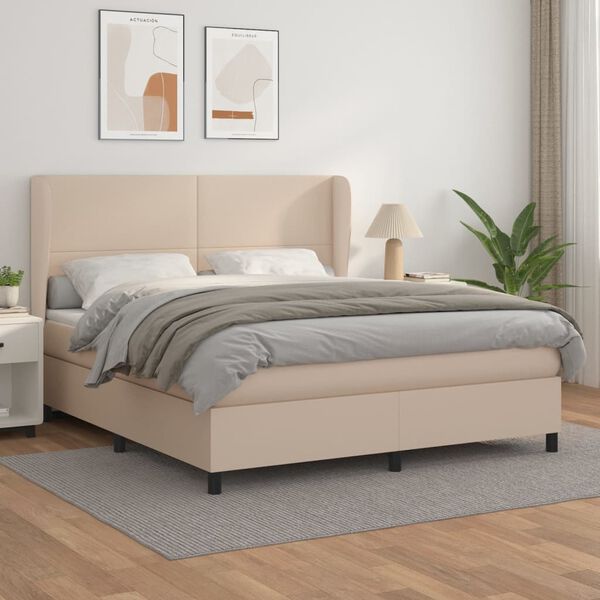 vidaXL Box spring postel s matrac&iacute; cappuccino 180 x 200 cm uměl&aacute; kůže