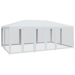 vidaXL Party stan s 10 s&iacute;ťovan&yacute;mi bočnicemi b&iacute;l&yacute; 6 x 4 m HDPE