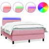 vidaXL Box spring postel s matrac&iacute; a LED růžov&aacute; 120x220 cm samet