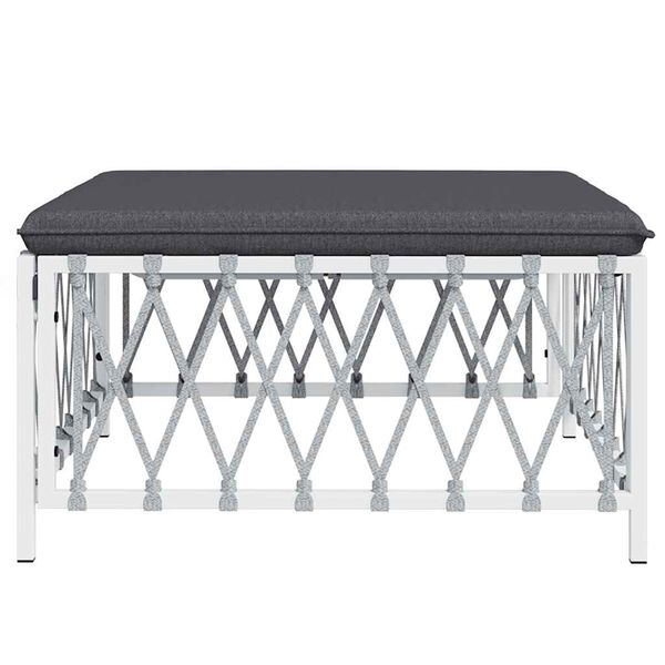 vidaXL Zahradní podnožka s poduškou bílá tkaná textilie