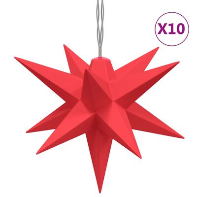 vidaXL Svítící vánoční hvězdy s LED 10 ks červené 10 cm