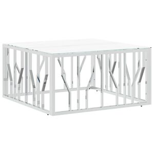 vidaXL Konferenčn&iacute; stolek stř&iacute;brn&yacute; 80x80x40 cm nerezov&aacute; ocel a sklo