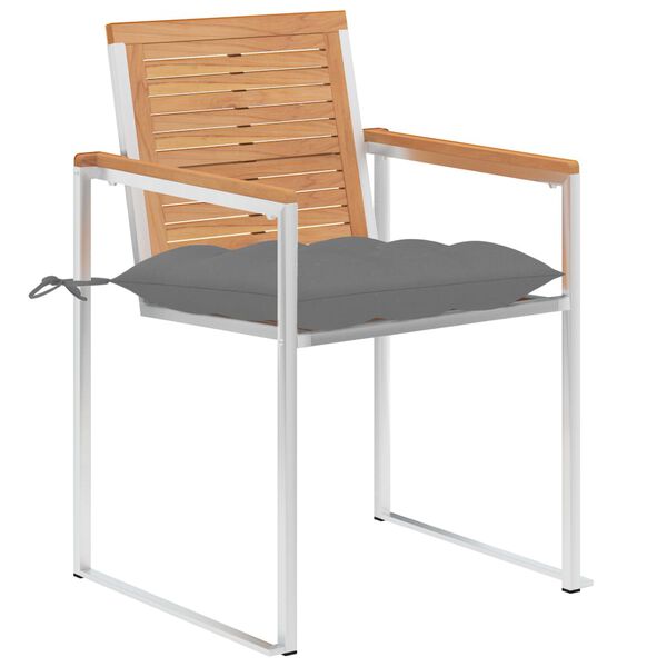 vidaXL Zahradn&iacute; židle s podu&scaron;kami 2 ks masivn&iacute; teakov&eacute; dřevo a ocel