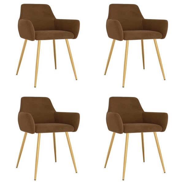 vidaXL J&iacute;deln&iacute; židle 4 ks hněd&eacute; samet