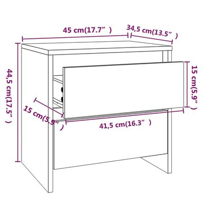vidaXL Noční stolek kouřový dub 45 x 34,5 x 44,5 cm dřevotříska
