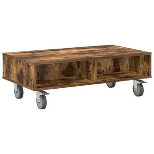 vidaXL Stolek s koly Kouřov&yacute; dub 90 x 50 x 30 cm Kompozitn&iacute; dřevo