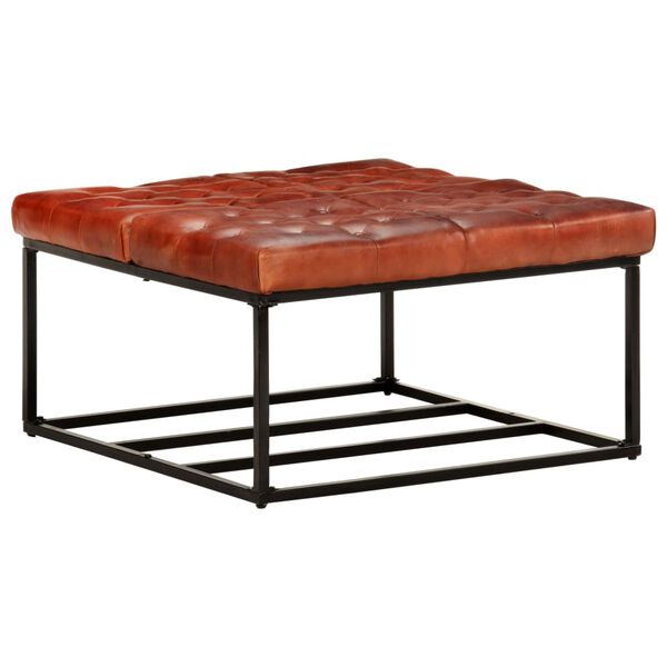 vidaXL Taburet tmavě hněd&yacute; 80 x 80 x 43 cm prav&aacute; kůže