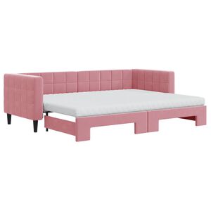 vidaXL V&aacute;lenda s přist&yacute;lkou a matracemi růžov&aacute; 80 x 200 cm samet